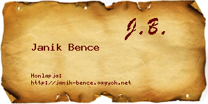 Janik Bence névjegykártya